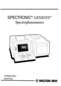 Spectronic Genesys Spectrometer - User manual