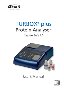Orion Turbox Plus Protein Analyser - User manual