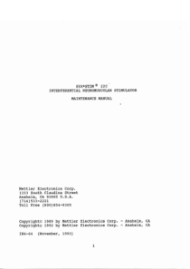 Mettler Sys Stim 220 Muscle Stimulator - Service manual