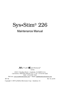 Mettler Sys Stim 226 Muscle Stimulator - Service manual
