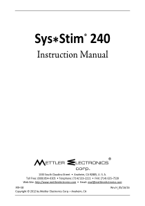 Mettler Sys Stim 240 Muscle Stimulator - User manual