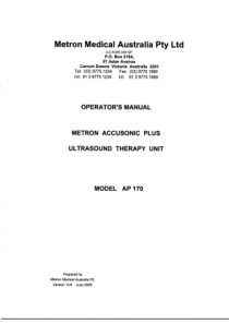 Metron AP-170 Ultrasound Therapy Unit - User manual