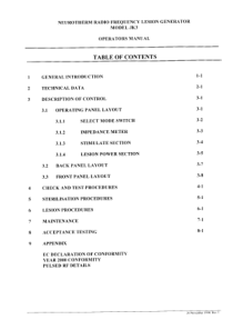 Neurotherm JK-3 Lesion Generator - User manual