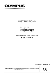 Olympus BML-110 Mechanical Lithotriptor - Instructions