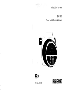 Biegler BW-585 Blood and Infusion Warmer - User manual