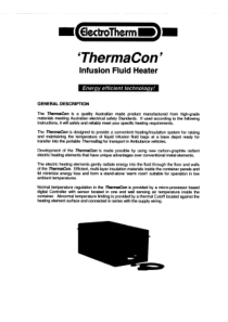 ElectroTherm ThermaCon Fluid Warmer - User manual
