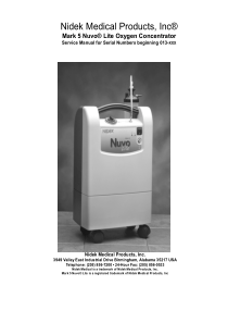 Nidek Mark 5 Nuvo Lite Concentrator - Service manual (2013)