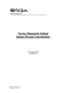 Sequal Integra Oxygen Concentrator - Service manual