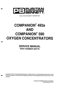Puritan Bennett Companion 492, 590 Concentrator - Service manual
