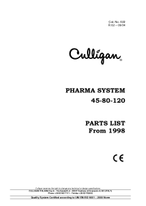 Culligan Oxygen Concentrator - Sparepart list