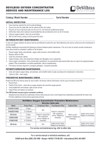 DeVilbiss Concentrator - Maintenance log