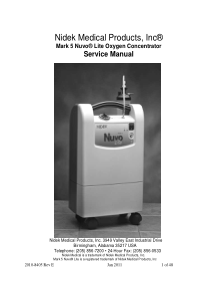 Nidek Mark 5 Nuvo Lite Concentrator - Service manual (2011)