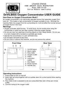 DeVilbiss Oxygen Concentrator, old - Quick user manual