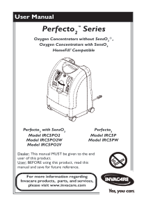 Invacare Perfecto Oxygen Concentrator - User manual
