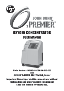 John Bunn Premier Oxygen Concentrator - User manual