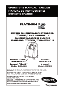 Invacare Platinum 5 Concentrator - User manual