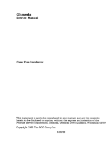 Ohmeda_Care_Plus_Infant_Incubator_-_Service_manual