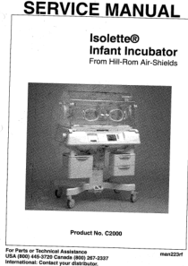 Hill-Rom Isolette Incubator - Service manual