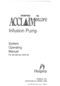 Hospira Acclaim Infusion Pump - User manual