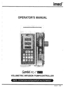 Imed Gemini PC-1 Infusion Pump - User manual