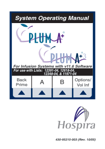 Hospira Plum A+ Infusion System - User manual