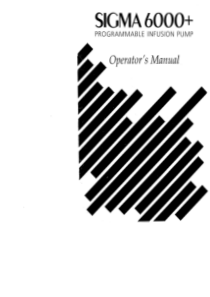 Sigma 6000+ Infusion pump - User manual
