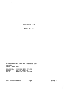 Electro-Medical Therasonic 1032 Ultrasound Therapy - Service manual