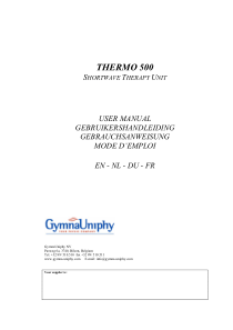 GymnaUniphy Thermo 500 Shortwave Therapy - User manual (en,de,fr)