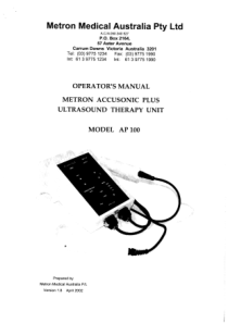 Metron AP-300 Ultrasound Therapy Unit - User manual