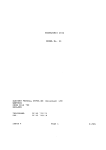 Electro-Medical Therasonic 1032 Ultrasound Therapy - User manual