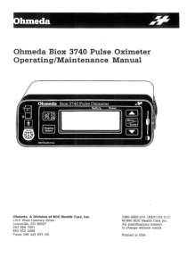 Ohmeda Biox 3740 Pulse Oximeter - User and service manual
