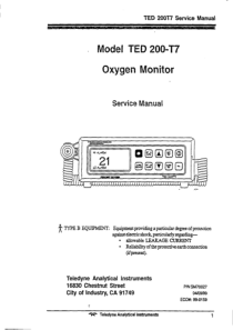 Teledyne TED 200-T7 Oxygen Monitor - Service manual