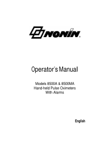 Nonin 8500A Pulse Oximeter - User manual