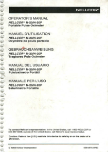 Nellcor N-20 Pulse Oximeter - User manual