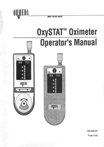 Ohmeda OxySTAT Oximeter - User manual