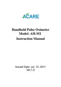 Acare AH-M1 Pulse Oximeter - Instruction manual