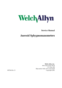 WelchAllyn Aneroid Sphygmomanometer - Service manual