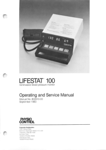 Physio Control Lifestat 100 Blood Pressure Monitor - User and service manual