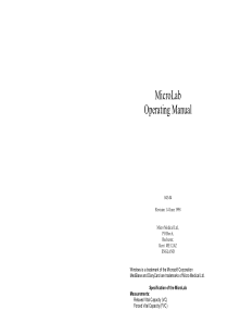 Micro Medical MicroLab Spirometer - User manual