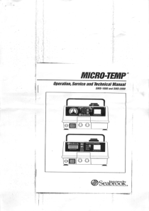 Seabrook Micro-Temp Suction Pump - Service and user manual
