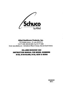 Allied Shuco S130, S230 Suction Pump - User manual
