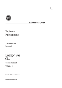 GE LOGIQ 500 Ultrasound System - User manual