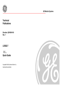 GE LOGIQ 7 Ultrasound System - Quick guide