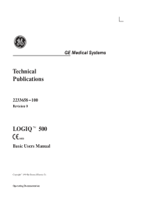 GE LOGIQ 500 Ultrasound System - Basic user manual