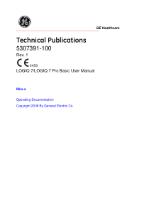 GE LOGIQ 7, 7 Pro Ultrasound System - User manual