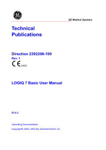 GE LOGIQ 7 Ultrasound System - User manual