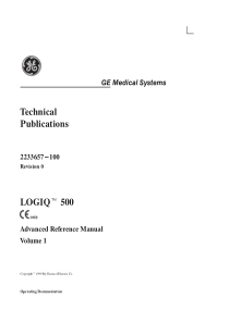 GE LOGIQ 500 Ultrasound System - Advanced reference manual
