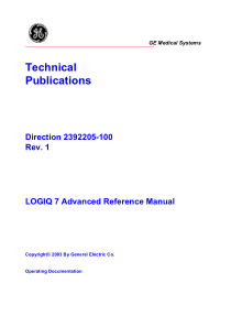 GE LOGIQ 7 Ultrasound System - Advanced reference manual